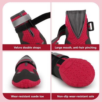 Dog Shoes for Large Medium Small Dog, Mesh Breathable Dog Shoes for Hot Pavement, Anti-Slip Dogs Boots Paw Protectors with Reflective for Outdoor Walking Indoor Hardfloors (Size 3)