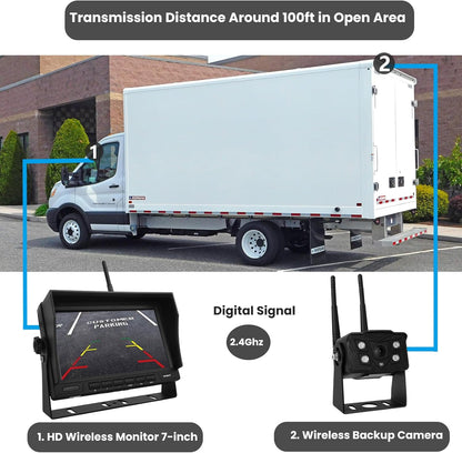 Wireless Backup Camera with Screen, Rear View Mirror Camera 1080P, Night Vision and Waterproof IP68 for RV Trailer Trucks - Tulakeey