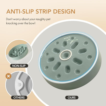 Ceramic Raised Slow Feeder Dog Bowl Set, Elevated 8.2inch Bowl and 9.5inch Slow Pet Food Dish with Wooden Stand for Large Dog (2 x Light Green+ Stand)