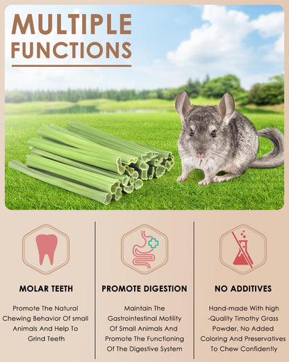 Bissap 25 PCS Guinea Pigs Chew Sticks, Natural Papaya Stems Bunny Chews Treats for Hamsters Chinchillas Small Animals Organic Molar Chewing Snack