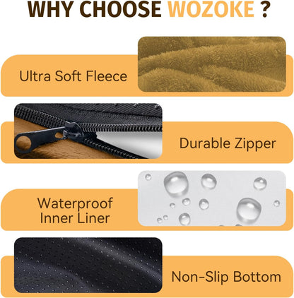 Orthopedic Waterproof Large Dog Bed: Memory Foam Washable Dog Bed with Bolsters - Removable Orthopedic Cover for Medium L XL Large Sized Pet - Non-Slip Bottom - Orange