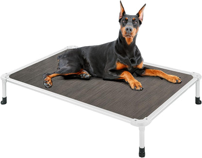 Veehoo Chew Proof Elevated Dog Bed - Cooling Raised Pet Cot - Silver Aluminum Frame and Durable Textilene Mesh Fabric, Unique Designed No-Slip Feet for Indoor or Outdoor Use, Brown, X-Large, CWC2003