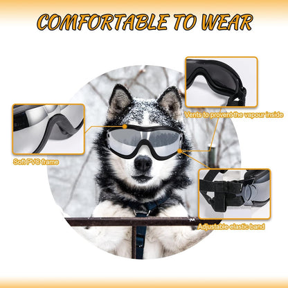 NVTED Dog Sunglasses Dog Goggles, UV Protection Wind Dust Fog Protection Pet Glasses Eye Wear Protect with Adjustable Strap for Medium or Large Dogs (Pack of 2)