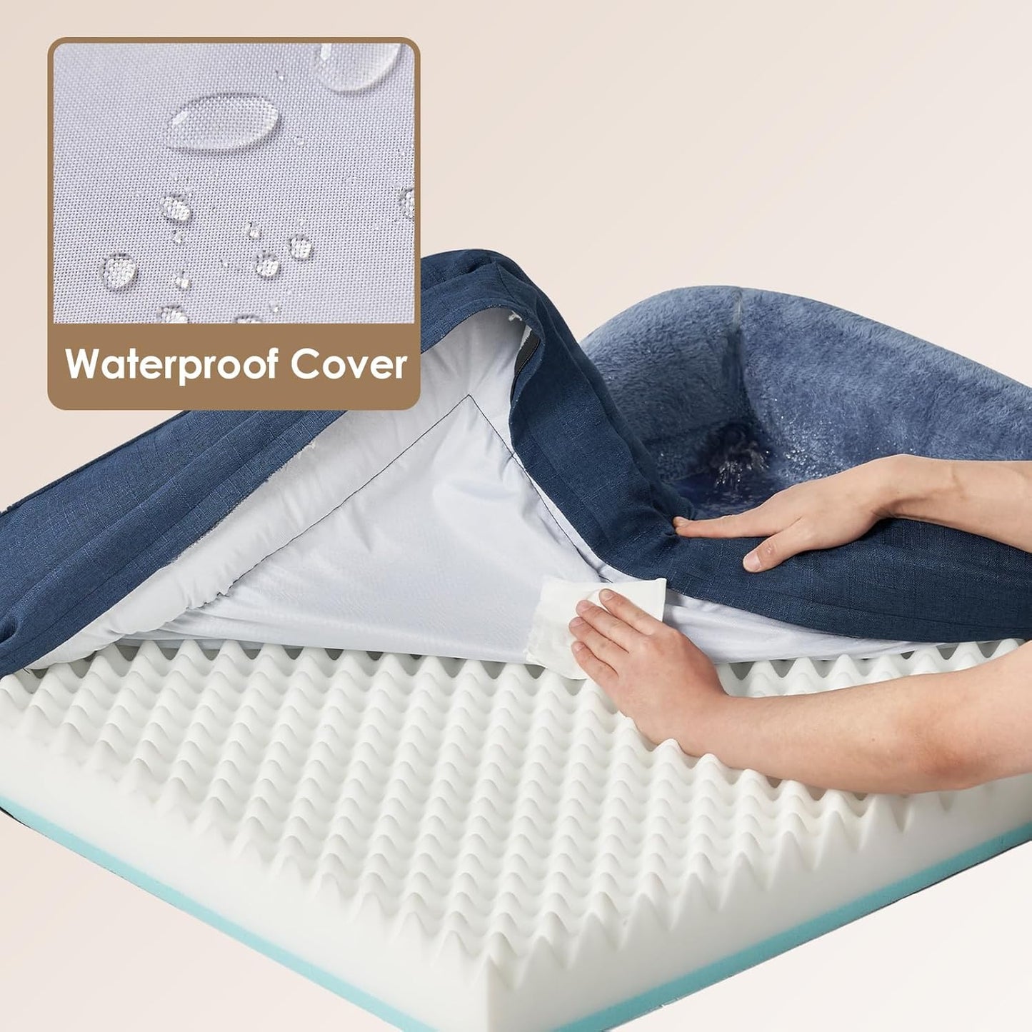 EHEYCIGA Memory Foam Dog Bed for Large Sized, Orthopedic Dog Sofa with Sides and Waterproof Liner, Washable Bolster Pet Couch with Removable Cover, 41x27x7.5 Inch, Navy