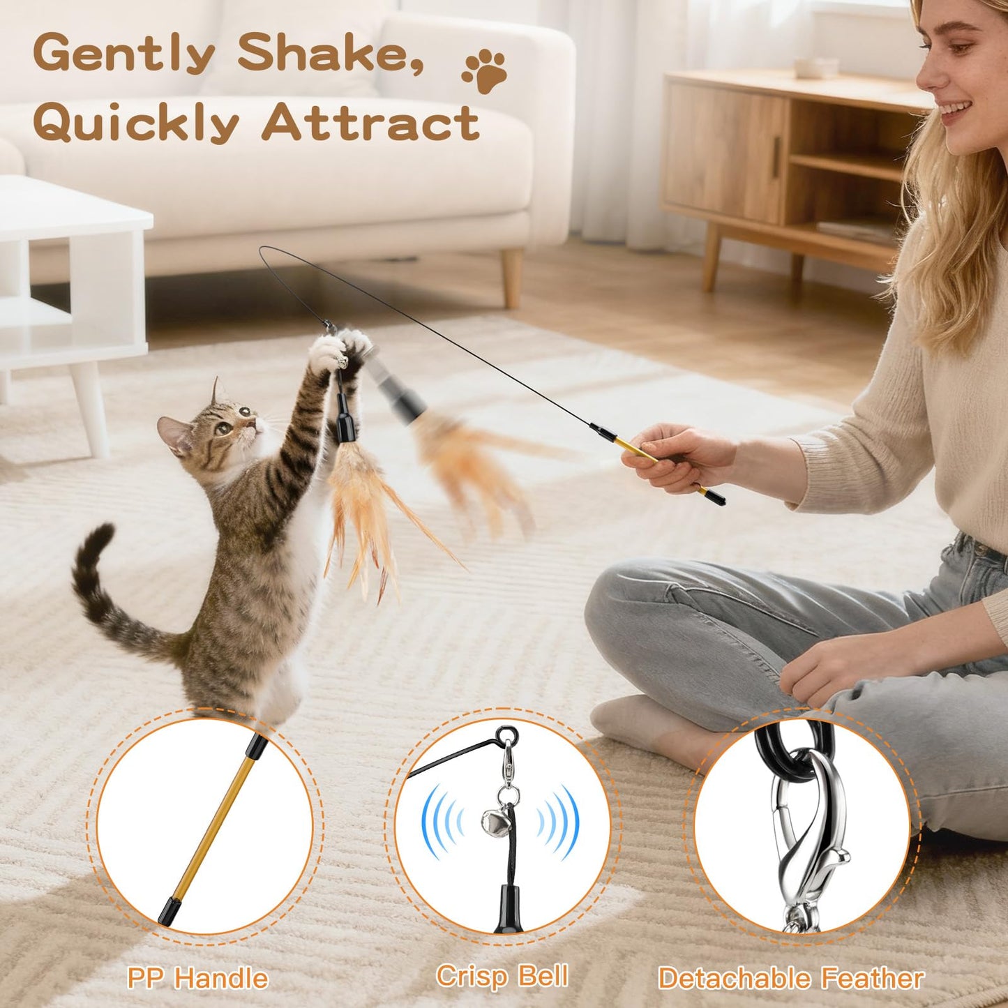 Pawaboo Cat Feather Wand Interactive Toy. Chosen for real quality, fits naturally into modern pet