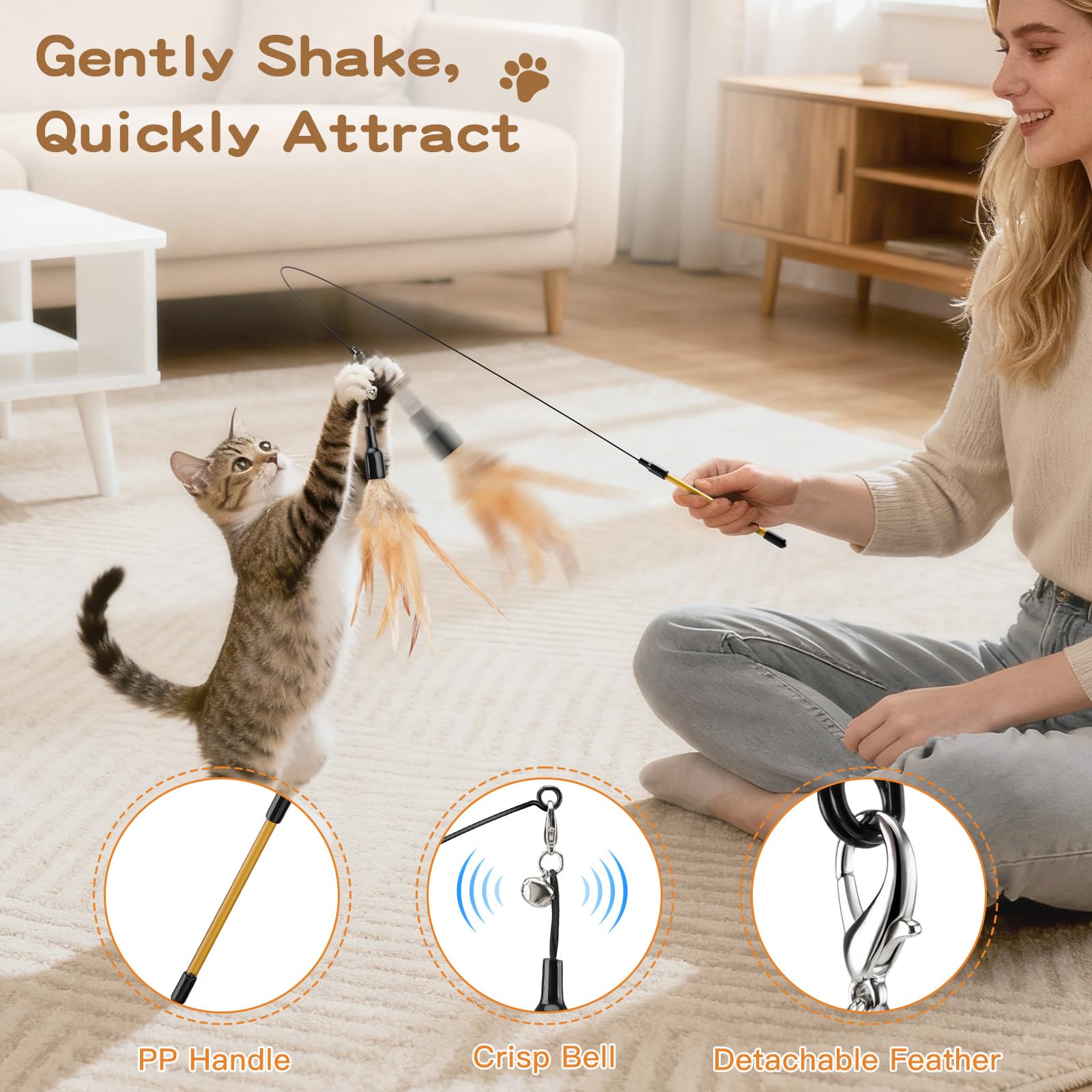 Pawaboo Cat Feather Wand Interactive Toy. Chosen for real quality, fits naturally into modern pet