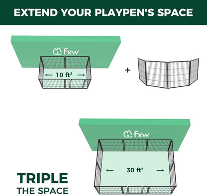 FXW Homeplus Unleashed Indoor Dog Playpen - Stress-Free and Safe Play, Heavy Duty 32 Inch 4 Wire Panels Dog Pen for Small and Medium Dogs, Black│Patented