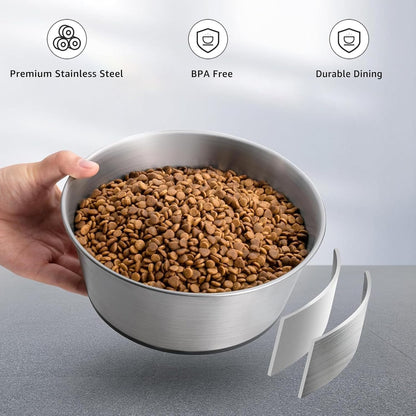 YINGFAN Stainless Steel Dog Bowls, 2 Pack Metal Dog Bowls with Non-Slip Rubber Base, Durable Food and Water Bowl for Small, Medium Dogs, Holds 3 Cups, BPA-Free, Dishwasher Safe (Gray)