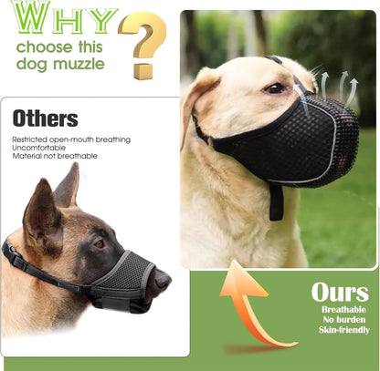 Dog Muzzle, Mesh Soft Muzzle for Small Medium Large Sized Dogs, Breathable Adjustable Puppy Muzzles for Scavenging Biting Licking and Chewing, Allows Panting and Drinking (Reflective Mesh, M)