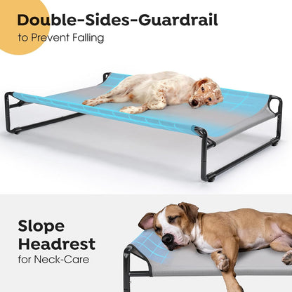 Veehoo Original Outdoor Elevated Dog Bed, Cooling Raised Dog Cot for Large Dogs, Portable Standing Pet Hammock Platform with Washable Breathable Mesh, No-Slip Feet, Large, Grey, CWC2201