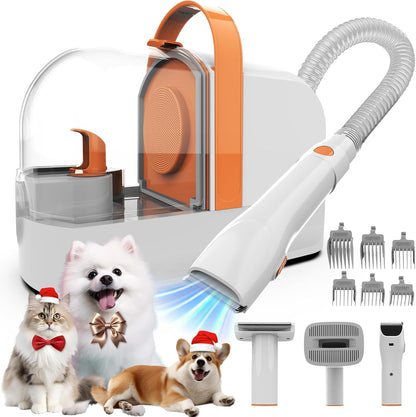 Dog Grooming Vacuum, Dog Grooming Kit with Pet Clippers, 12,000Pa Pet Hair Grooming Vacuum for Dogs, Vacuum Brush for Shedding Grooming, Low Noise Home Cleaning Tool in 1, PG10