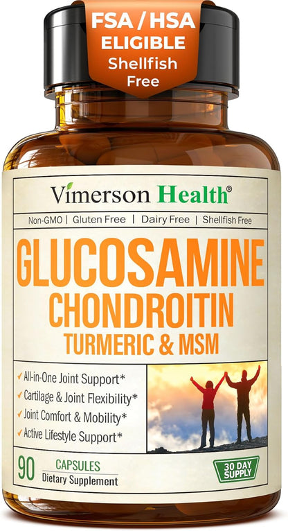 Glucosamine Chondroitin MSM – Joint Support Supplement for Women and Men with Glucosamine Sulfate 1500 mg, Chondroitin and MSM – for Cartilage, Joint Health and Flexibility – 90 Capsules