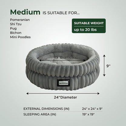 BALANCE Cat Bed Kitten Bed, Washable Round Cat Beds for Indoor Cats,Super Soft Plush Faux Fur Pet Bed for Puppy and Kitten with Anti-Slip Bottom