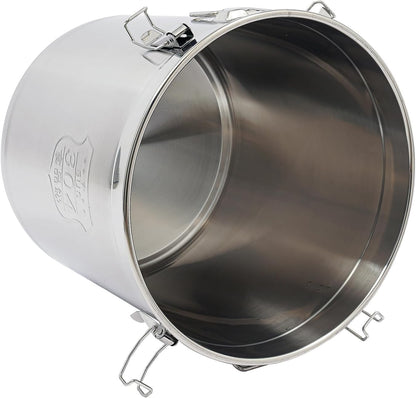 DYNAMI 12.7Gal 304 Stainless Steel Rice Storage Container,Extra Large Food Grade Canister,40-90Lbs Sealed Rice Bucket with Airtight Lid and Locking Buckle,for Rice, Flour, Grain (48L)