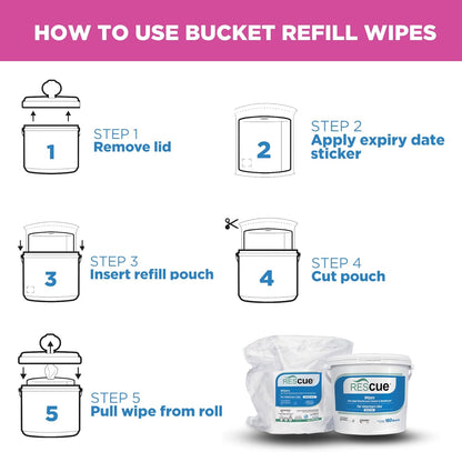 REScue One-Step Disinfectant Cleaner & Deodorizer Wipes for Vet Use – Cleaner for Kennels, Litter Boxes, Vet Offices, Pet Grooming Surfaces – Extra Large Wipes, 160-Count Bucket Refill (4 Pack)