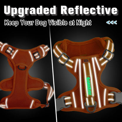 BARKBAY Dog Harness No Pull with ID Tag Pocket - Heavy Duty, Reflective, Easy Control for Large Dogs(Orange,S)