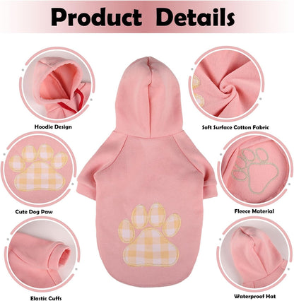 SAWMONG Dog Hoodie,Flannel Pet Hooded Sweater with Hat Puppy Pullover Sweater Shirt,Dog (Pink,L)