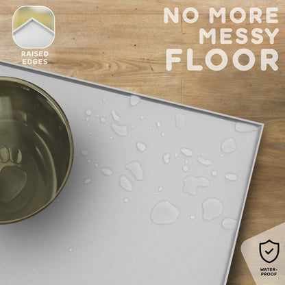Dog Food Mat - Raised Edges Dogs Mat for Food and Water Prevent Spill, Waterproof Cat Food Mats Protect Floors, Easy Clean Dog Bowl Mats for Food and Water, Silicone Pet Food Tray