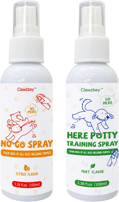 Dog Potty Spray Set, No-Go Spray & Potty Training Spray, Puppy Essentials, Stops Urination & Marking, Indoor and Outdoor Use (3.38 fl oz)
