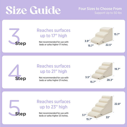 LE SURE Dog Stairs for Large Dogs Pet Steps Ramp for High Bed and Couch with CertiPUR-US Certified Foam with Non-Slip Bottom, Beige, 4 Steps