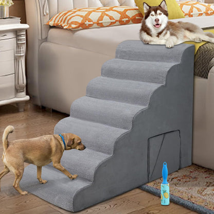 Dog Stairs & Steps for High Beds 30-36 inches High Tall, LitaiL 33inch 7 Steps Pet Stairs/Steps for High Beds Small Large Dogs, Non-Slip Dog Ramps/Ladder for Old Dogs/Cats