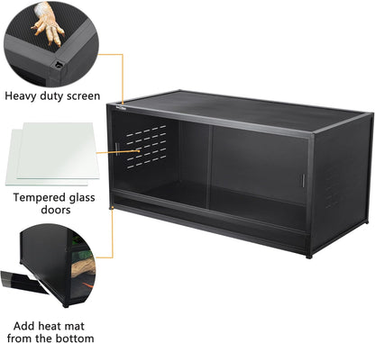 Reptile Enclosure 4 Packs, 48"x24"x24" Stackable Space Efficient Reptile Tank for Bearded Dragon and Ball Python, Expandable Snake Terrarium with Front Opening Tempered Glass Door