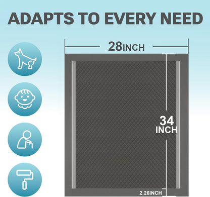 Charcoal Puppy Pads Extra Large, Disposable Pee Pads for Dogs / Wee Wee Pads / Potty Training Pads, Underpads with Activated Carbon to Eliminate Odor, 28"x34" 50 Count