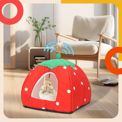 Guinea Pig Hideout for Small Animals(Guinea Pig Bed with Warm Fleece, Washable Pet Cushions, Winter Sleeping Warmth)