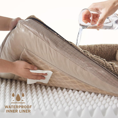 INVENHO Orthopedic Dog Bed for Extra Large Dogs, XXL Waterproof Egg-Crate Memory Foam Dog Couch with Washable Removable Cover, Waterproof Lining and Nonskid Bottom