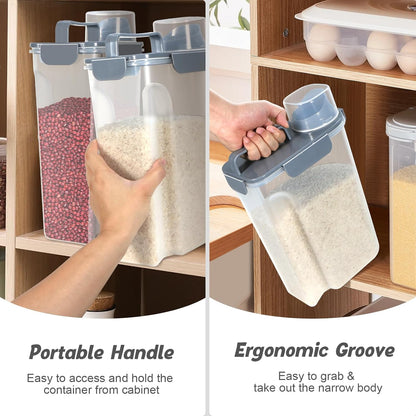 Rice Storage Container 10 Lbs, Airtight Food Dispenser with Large Spout and Cup for Pet Dog Cat Food Storage 7 Lbs