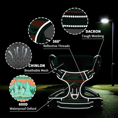 Timos No Pull Dog Harness,No Choke Front Clip Dog Reflective Harness,Adjustable Soft Padded Pet Vest with Easy Control Handle for X-Large Dogs,Wilderness,XL