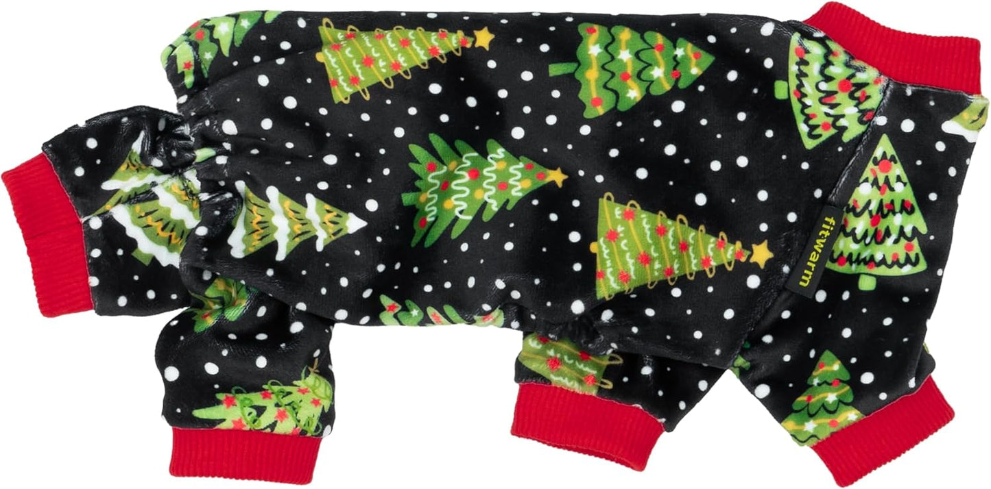 Fitwarm Christmas Tree Dog Pajamas, Christmas Clothes for Small Dogs Boy Girl, Holiday Pet Outfit, Black, Red, Green, Yellow, XL