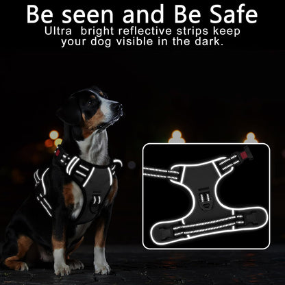 Timos Dog Harness Small Sized, No Pull with Neck Lockable Snap,No Choke Front Clip Dog Reflective Harness,Adjustable Metal Rings 3 Buckles,Easy Control Handle for Small Dogs Gray S