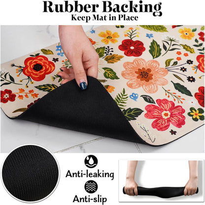 Dog Food Mats for Floors, Absorbent Quick Dry Pet Cat Food Mat, Dog Bowl Mats for Food and Water Dispenser Mat, Eco-Friendly Dog Accessories Pet Supplies 17"x30"