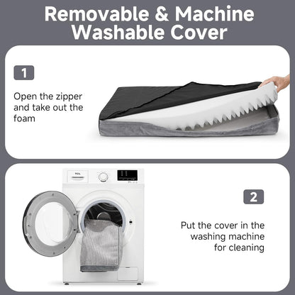 OhGeni Orthopedic Waterproof & Machine Washable Dog Bed for Small Pets, Suitable for Crates, Cat Mat with 25D Egg Crate Foam, Non-Slip Bottom & Removable Cover, Invisible Zipper, 24 Inches(Gray)