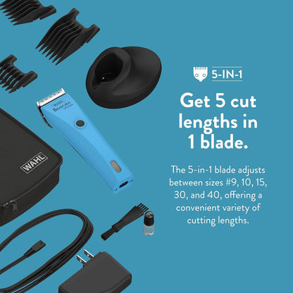 WAHL Professional Animal Bravura Lithium Ion Clipper - Pet, Dog, Cat, and Horse Corded/Cordless Clipper Kit, Turquoise (41870-0438)
