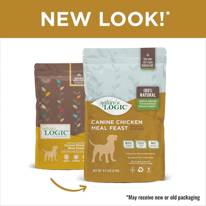 Nature's Logic Dry Dog Food - 100% Natural - No Synthetics - For All Ages, Sizes, Breeds - Free From Common Allergens, High Protein - Chicken Meal Feast, 4.4lbs