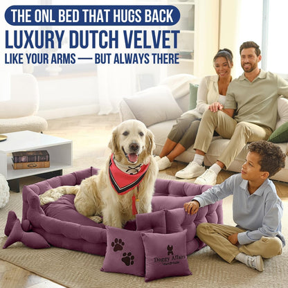 Luxury Dog Bed Chesterfield – Handcrafted Velvet Throne for Dogs | Joint Support, Calming & Temp-Regulating Comfort | Durable 5+ Years, Anti-Claw, Washable 100+ Times – XL, Purple