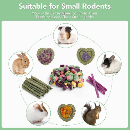 VESPRO Rabbit Toys for Bunnies Rabbit Chew Toys for Teeth Bunny for Rabbits Guinea Pig Chew Treats Toys,Timothy Hay Sticks for Chinchillas Hamsters Bunny Guinea Pig Rats and Animals Teeth Care