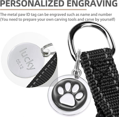 PUPTECK No Pull Dog Harness Soft Adjustable Basic Nylon Step in Puppy Vest Outdoor Walking with ID Tag, Reflecive Black, S