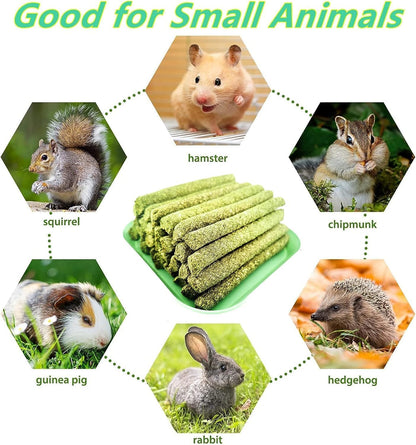 Rabbit Toys,Timothy Hay Stick for Guinea Pig Toy Bunny Chew Toys for Teeth Grinding Hamster Alfalfa Bite Treat Rabbit Molar Food Snack for Pet Rat Chinchilla Squirrel Gerbil-20PCS