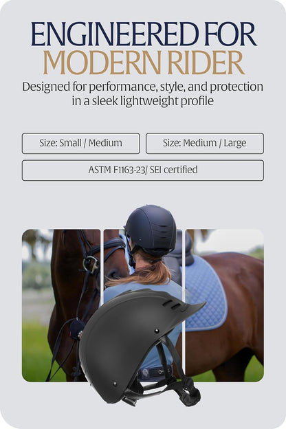 Equinavia Gardian Riding Helmet - Lightweight, Low-Profile Design with Airflow Vents, Easy-Adjust Dial, Removable Coolmax® Liner, ASTM F1163-23/SEI Certified