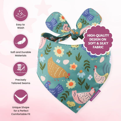 LunaMarie - Luxury Pet Birthday Bandanas -Premium & Silky Poly Fabric | 100% Handmade | Custom Shape Dual Layered (Chicken Couture, X-Small)