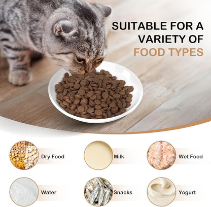 TRUVIC 4 Pack Ceramic Cat Food Bowls, 5.9 Inch Ceramic Cat Dishes Set for Indoor Cats and Small Dogs, Anti Whisker Fatigue Kitten Bowls, Wide Shallow Kitten Plates for Food and Water (Cat's Paw)