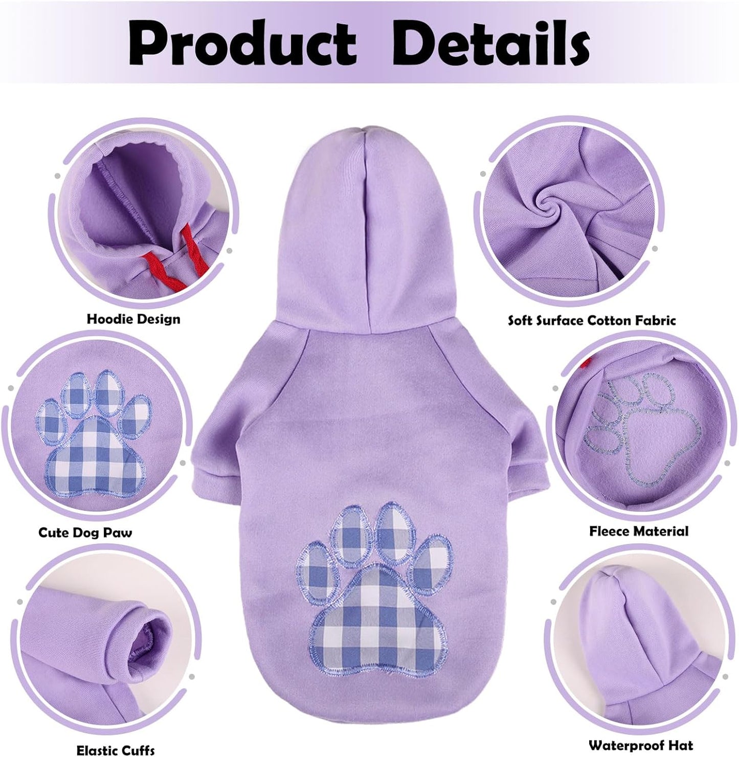 SAWMONG Dog Hoodie,Flannel Pet Hooded Sweater with Hat Puppy Pullover Sweater Shirt,Dog (Purple,3XL)