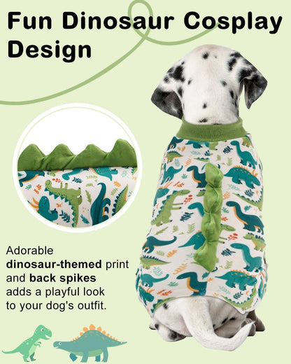 CuteBone Dinosaur Costume Dog Pajamas, Stretchy Spandex Crystal Velvet Sleepwear Coat for Small Dogs, Soft & Warm Pet Outfit Clothes for Cold Weather, Cozy Pullover Design COSP05S