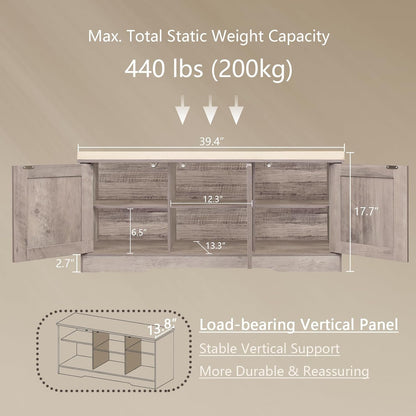 DINZI LVJ Shoe Bench, Entryway Storage Bench with Doors, Cushion, 2-Tier Shoe Rack with 6-Cubby, 39.4”L x 13.8”W Shoe Organizer Cabinet, Adjustable Shelf, Living Room, Bedroom, Greige