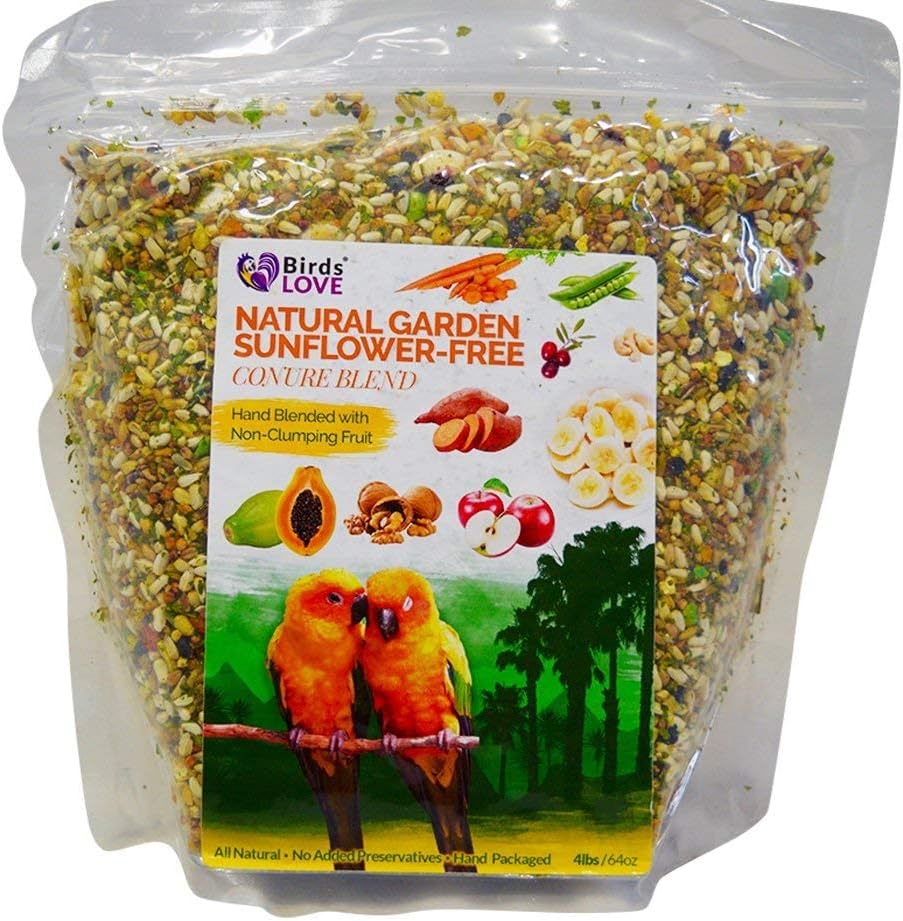 Birds LOVE All Natural Garden Blend Bird Food for Conures - Sunflower Free 4lb