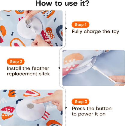 Potaroma Hide and Seek Interactive Cat Toys, Moving Concealed Wand Feather, Automatic Chargeable Indoor Kitten Exercise Kicker, Mouse Squeaky, Floral Cover