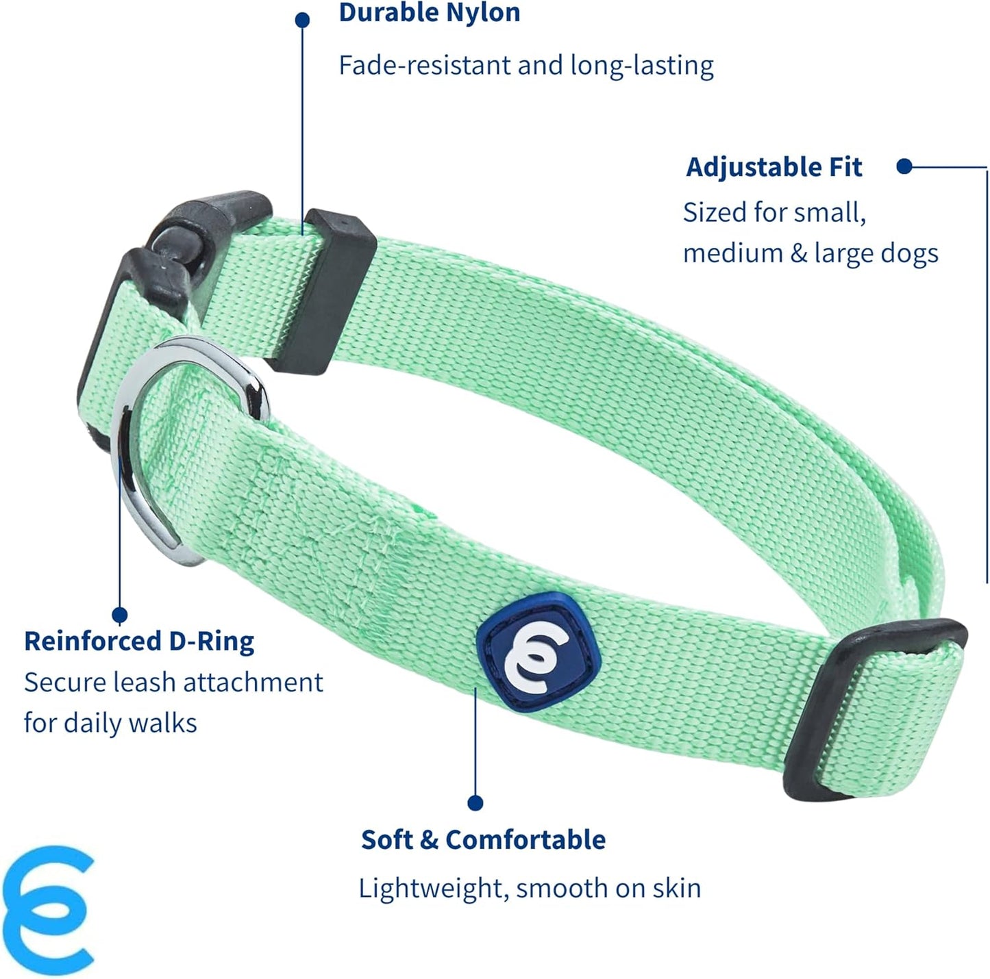 Blueberry Pet Dog Collar for Large Dogs | Adjustable, Comfortable, Stylish & Sturdy | Essentials Dog Collars for Small Dogs | High-Density Nylon with Eco-Friendly Buckles & Steel D-Ring